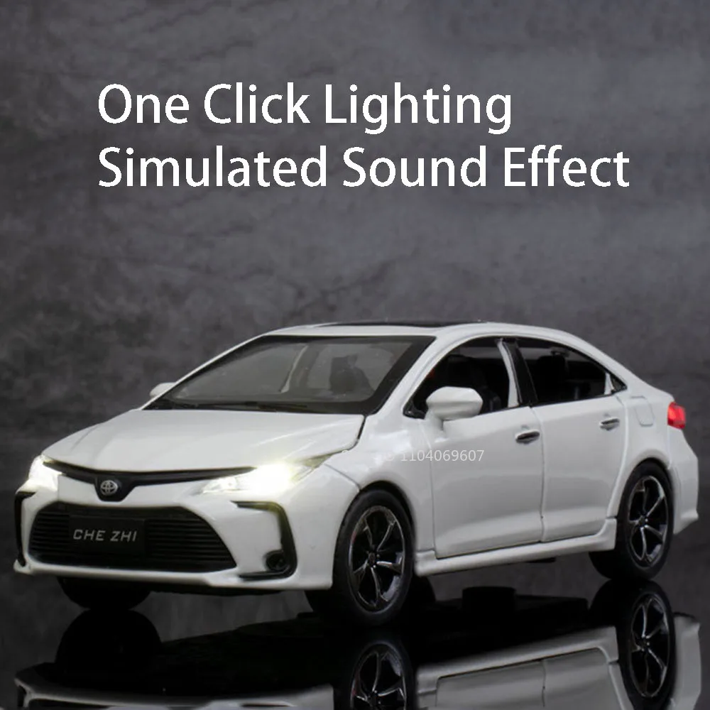 1:32 Corolla Metal Diecast Toy Model Cars 6 Doors Opened Pull Back Sound Light Rubber Tires Simulation Vehicles for Boys Gifts