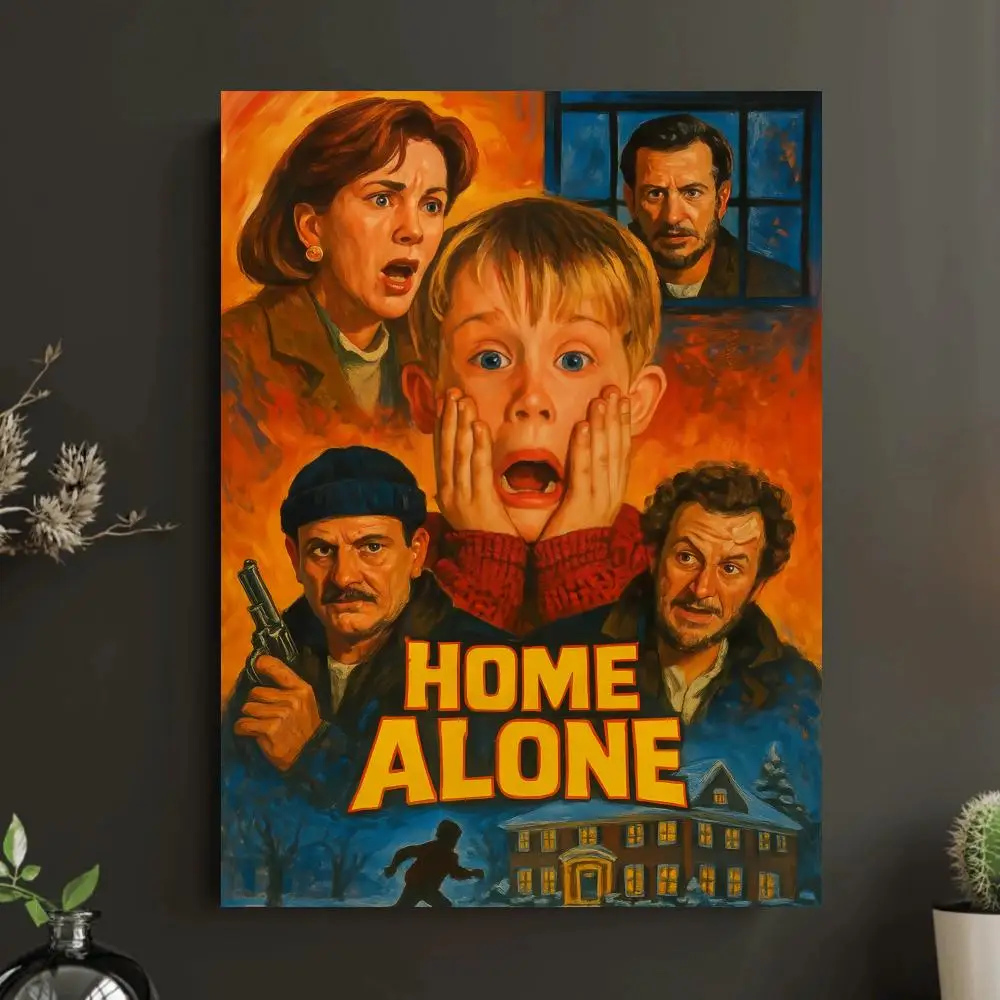 Vintage H-Home Alone Movie Poster Wall Art Sticky for Living Room Bedroom Office Hallway Bar Home Decor Gift Idea