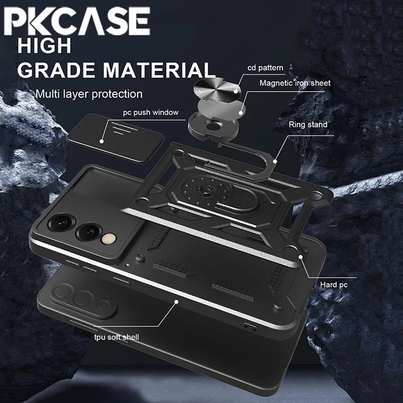 PKCASE Slide Camera Lens Case For Samsung S26 S25 Edge S24 S23 FE Plus Ultra A57 A37 A07 A56 A36 A26 A16 A06 Bumpers Armor Cover