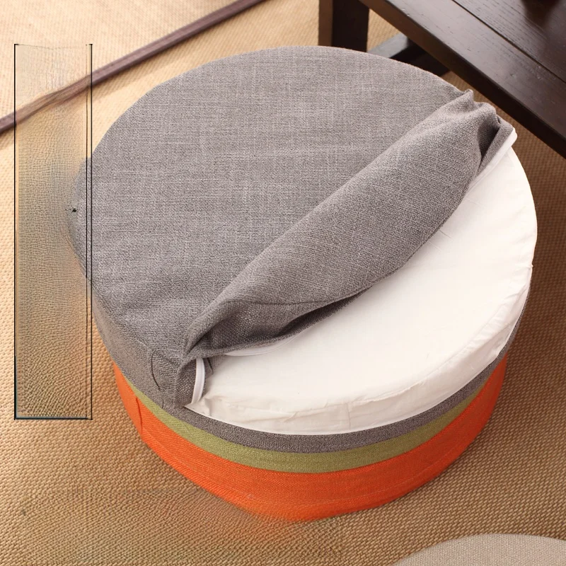 Thickened Linen Zafu Meditation Pad Buddhist Prayer Mat Zen Study Pad Removable Cover Tatami Mat round  Cushion