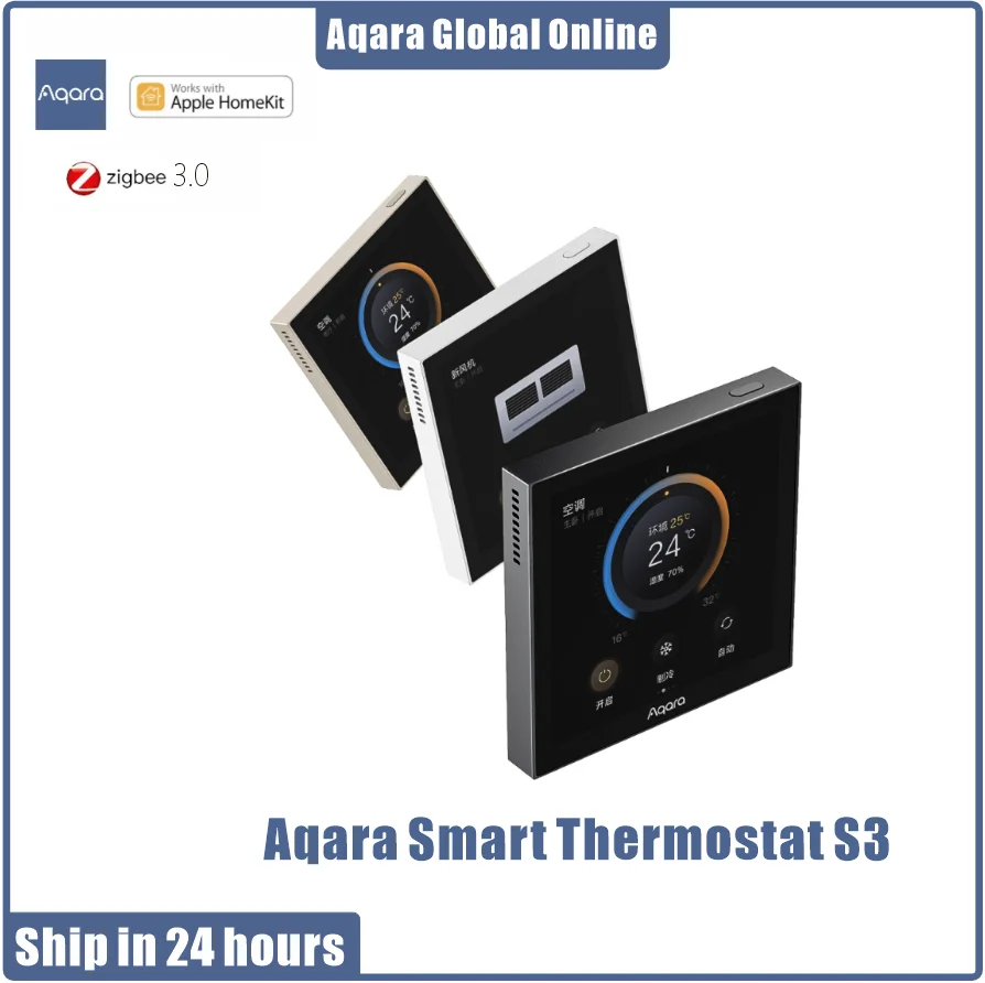 

Aqara S3 Zigbee Smart LED Thermostat HVAC Touch 3.95" Panel Automatic Temperature Humidity Remote Control via Homekit APP