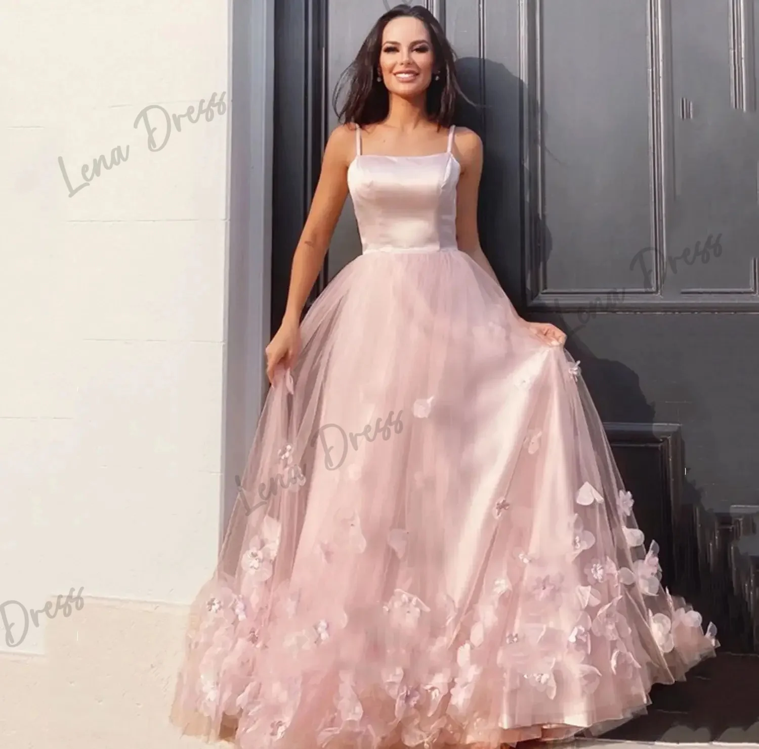 

Lena-3D Flower Dress Party Evening Elegant Luxury Celebrity Pink Sling Dress Suitable for Ball Dresses Women's Cocktail Party