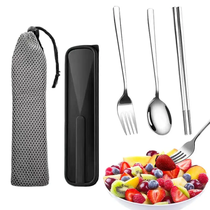 Travel Utensils Reusable Travel Cutlery Set With Case 304 Stainless Steel Dishwasher Safe Fork Spoon Chopsticks For Picnic