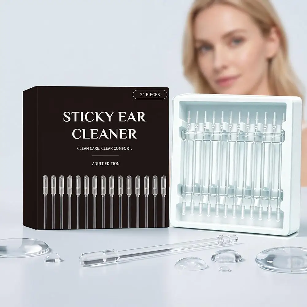 Comfortable Portable Daily Ear Care 24 Pieces Sticky Ear Cleaner Clear Adult Edition Earwax Remover Clean Ear Canal Earwax Tools