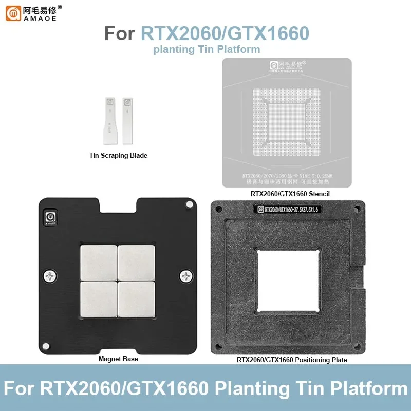 Imagem -05 - Amaoe-bga Reballing Steel Mesh Kit Placa Gráfica Chips Repair Plantando Tin Station Rtx2060 2070 2080 Gtx1660-n18e