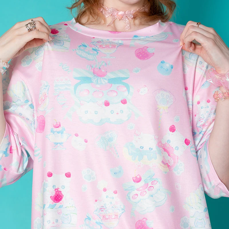 2026 Summer Trendy New Japanese Harajuku Style Printed T-shirt for Kids/Adults Sweet Cool Fashion Loose Large Short Sleeve Top