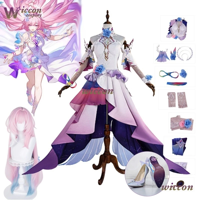 

Cyrene Косплей Новая кожа Парик Cyrene Косплей Костюм Игра Honkai: Star Rail Женский костюм Розовое платье Женская ролевая игра на Хэллоуин