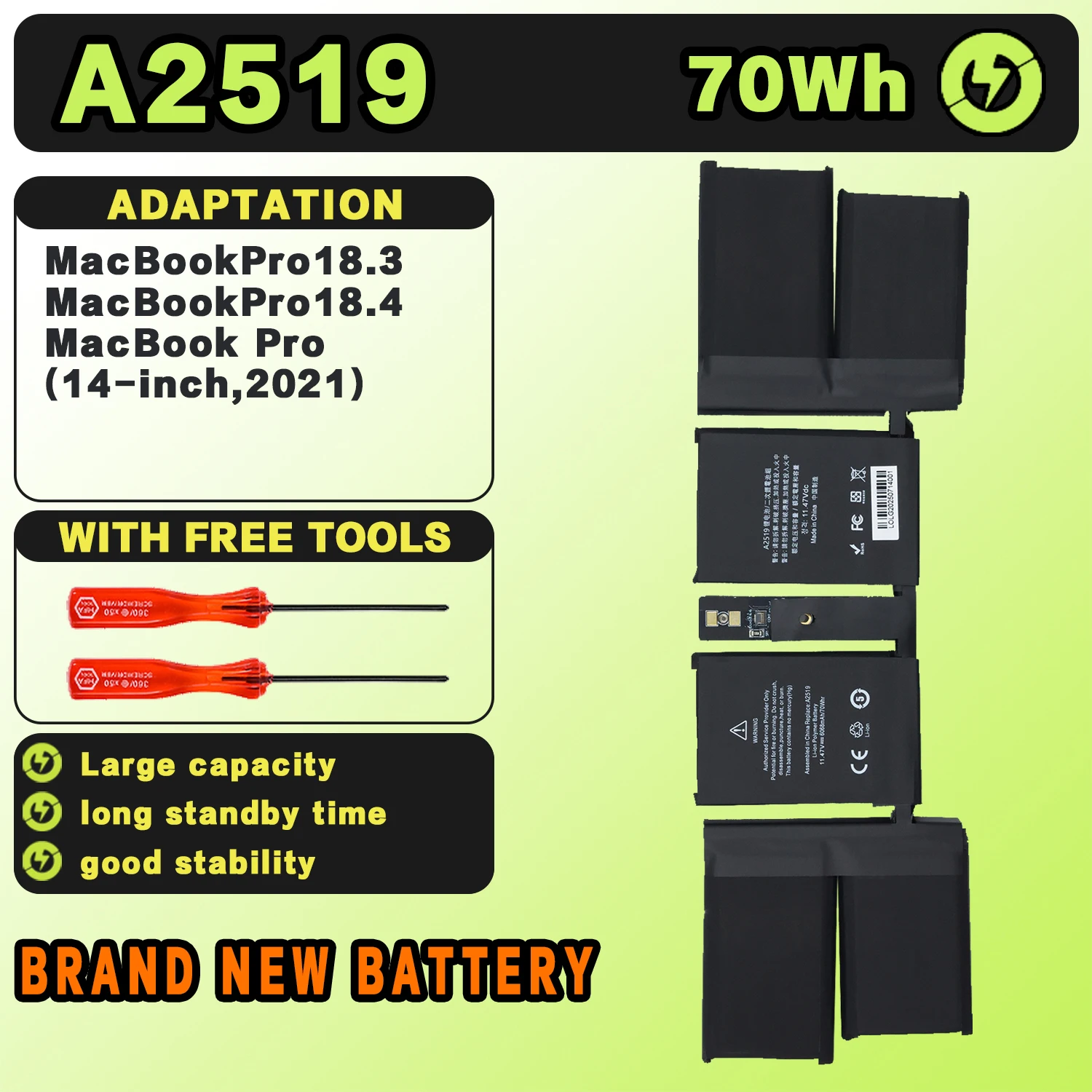 SAT A2519 New Laptop Batteries Replacement For Apple A2442 2021Year MacBook(14