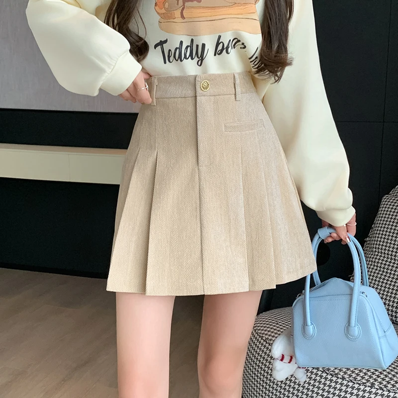 

2025 Fashion Winter Mini Pleated Skirt Women Streetwear Y2K High Waist Ruffles Kawaii Skirts With Shorts Black Blue Womens Skirt