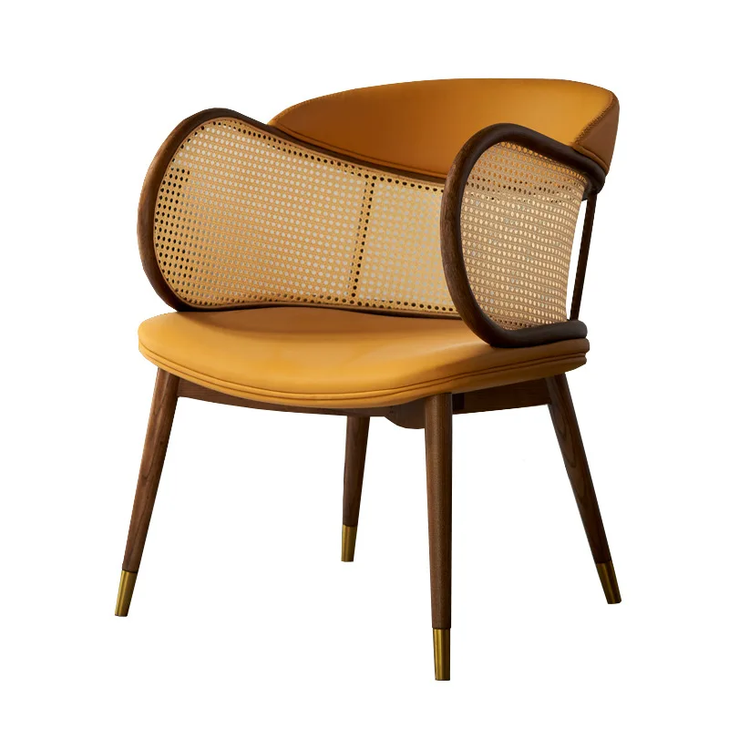 LLMM natural rattan woven chair living room Japanese balcony large solid wood sofa chair
