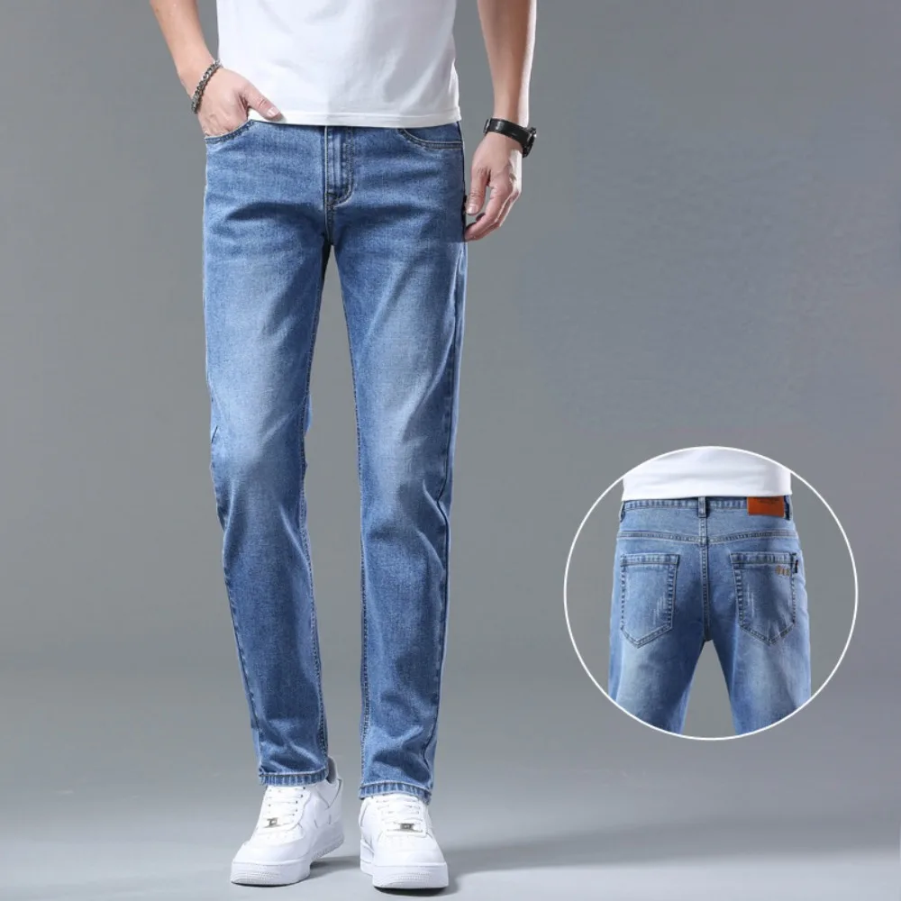 2023 Spring/Summer Classic Brand Men's Loose Straight Lightweight Jeans High Quality Stretch  Fashion Thin Men Jeans y2k Pants