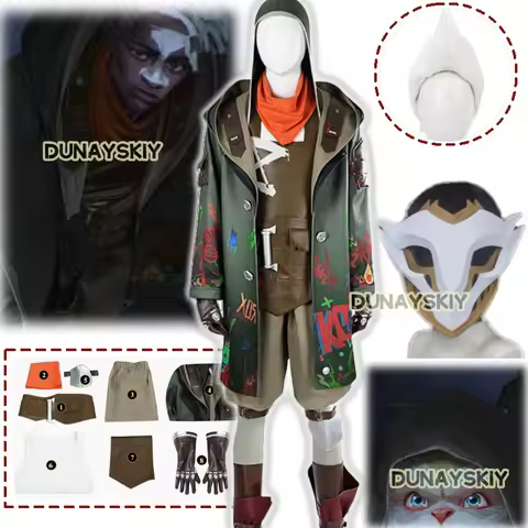Ekko Game League of Legends Arcane Cosplay Costume White Wig Mask Men Suit Shoes Coat Christmas Holloween Roleplay Customized