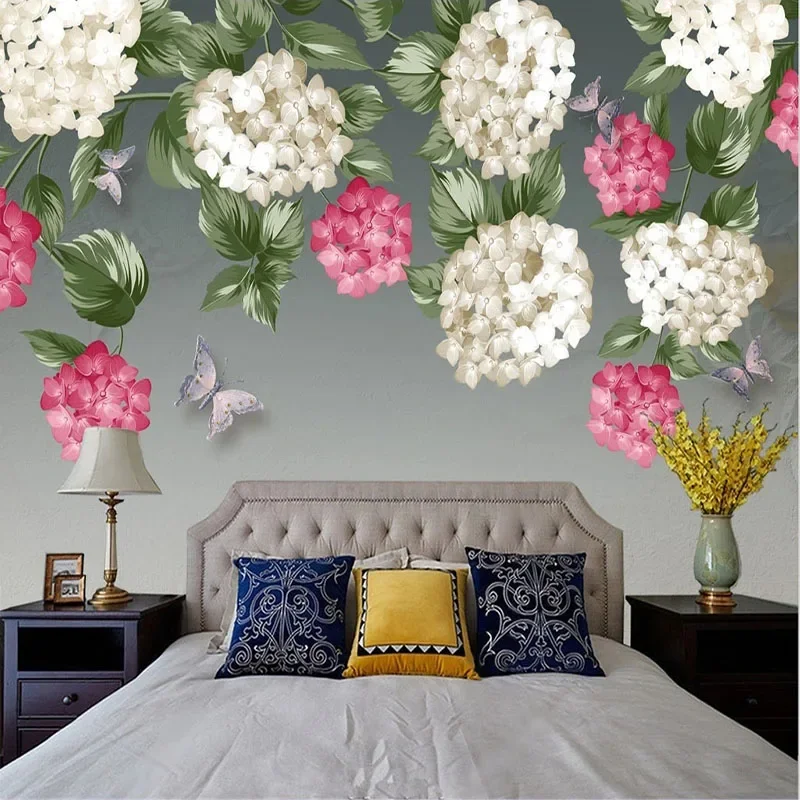 Custom Photo Mural Wallpaper Floral 3D Fresh European Pastoral Hand Painted Flowers For Bedroom Walls Papel De Parede Home Décor