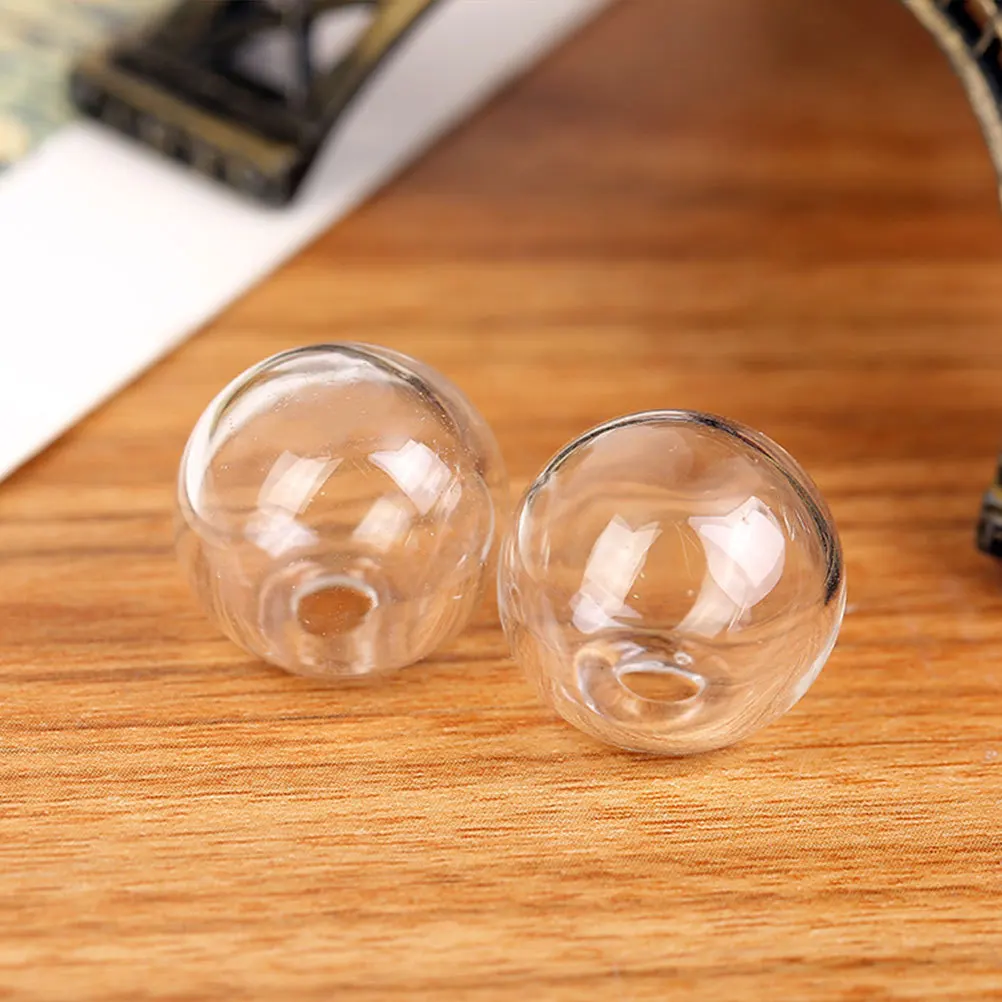 100 PCS Hollow Glass Accessory DIY Jewelry Decor Making Hole Ball Earrings Material