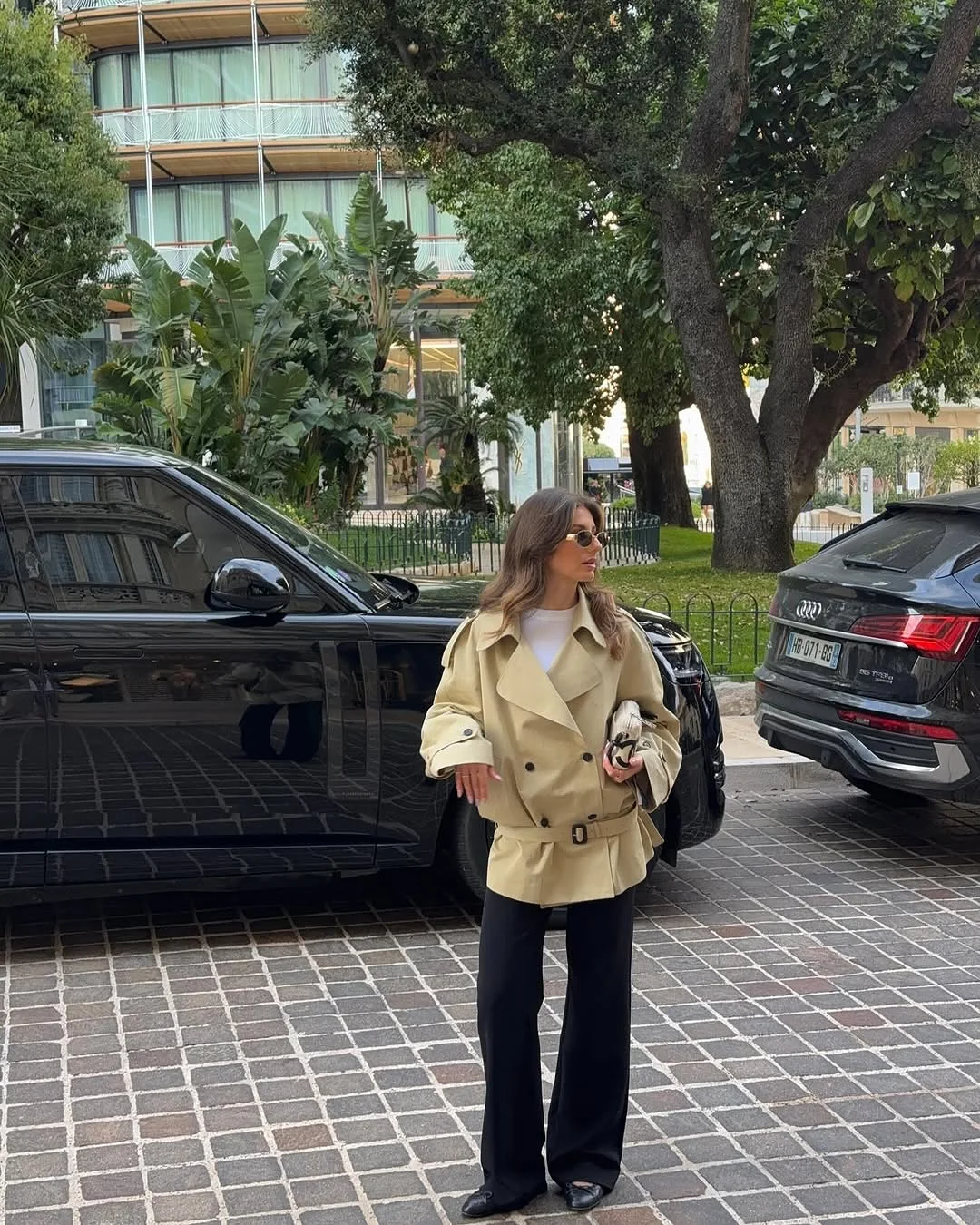 Old Money Style Cropped Trench Coat Women Double Breasted Belted Lapel Short Windbreaker Spring Autumn Casual Commute Outerwear