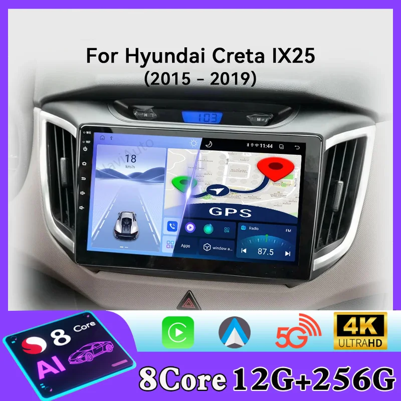 For Hyundai Creta IX25 2015-2019 Android Car Radio Automotive Multimedia Player Navigation GPS Carplay Touch Screen Auto Stereo