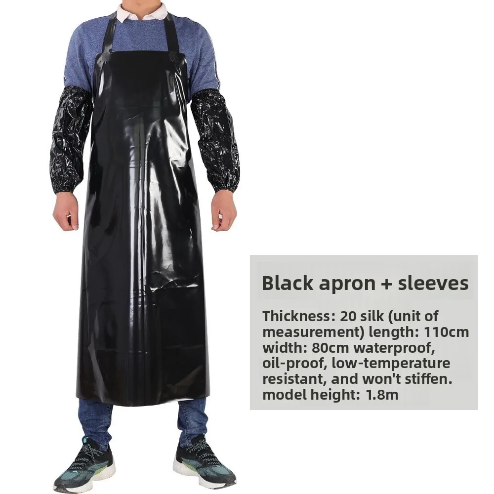 

New Waterproof Kitchen Apron TPU Acid and Alkali Resistant Protective Clothing with Sleeve Thickened Halter Apron