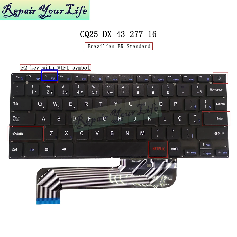 PT-BR Brazilian Keyboard For Compaq Presario CQ25 CQ-25 BR BRA Brazil NETFLIX Keycaps PRIDE-K3159 MB27716022 YXT-93-204 Teclado