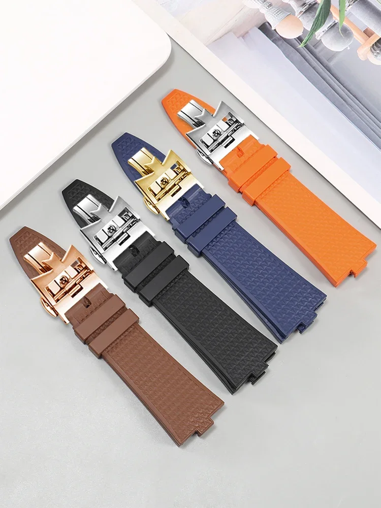 Fluorororubber Watch Strap Suitable for Vacheron Constantin Vertical and Horizontal 4500V 5500V Quick Release Convex 7900V Strap