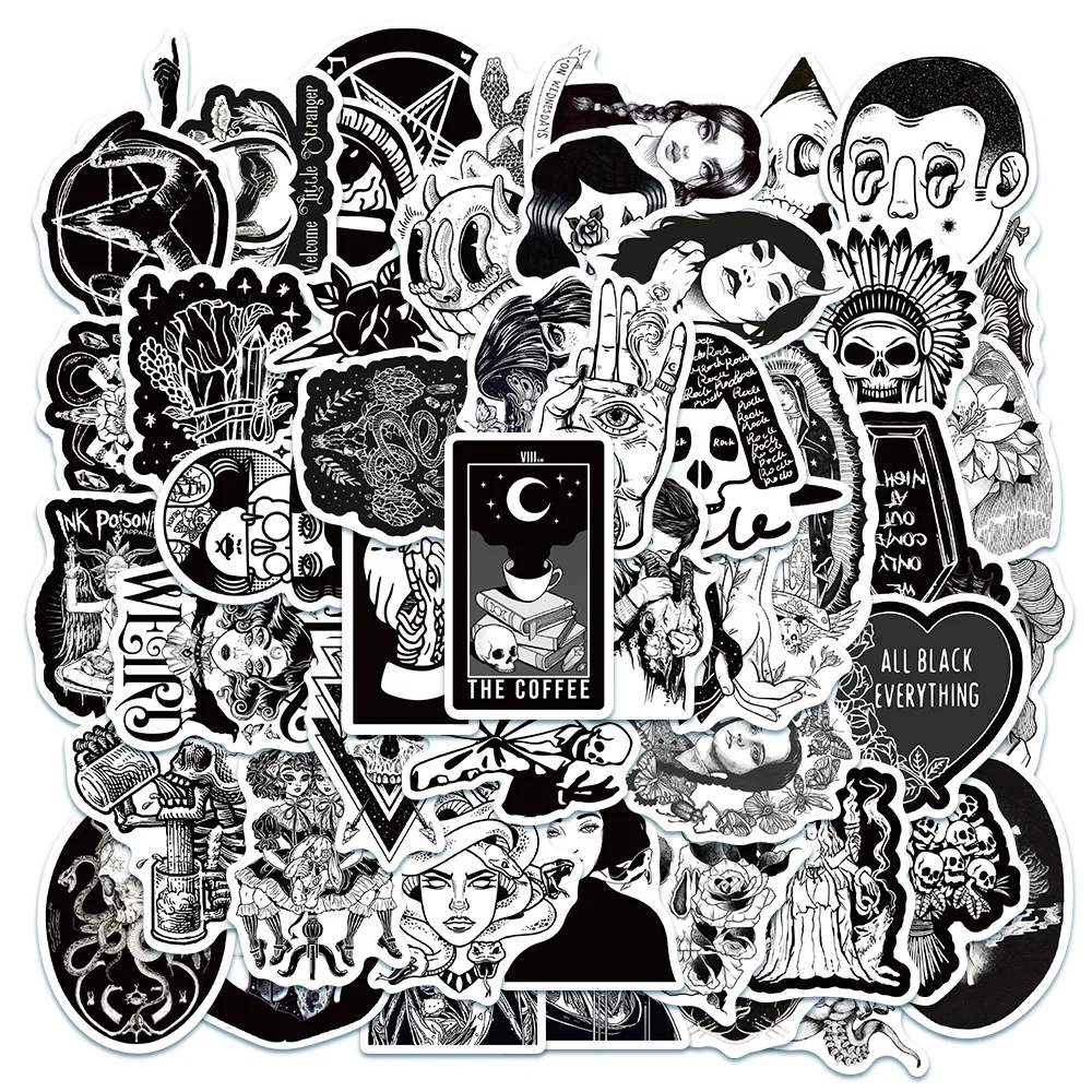 

50-100 Sets Of Gothic-style Black And White Notebook Paper Stickers Diy Notebook Paper Self-adhesive Material Stickers