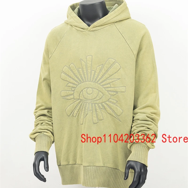 House of Errors Hoodies Real Photo Embroidery Eyes Stereo Print Washed Do Old Pullover Streetwear Men Women All-match Sweatshirt