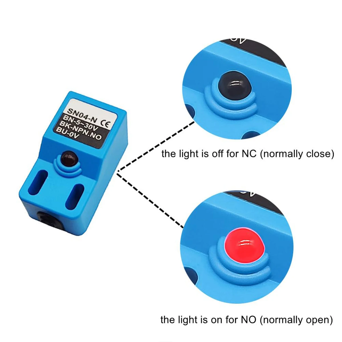 4Pcs Blue Inductive Distance Sensor SN04-N Normally Open Detection Method Switch NPN NO