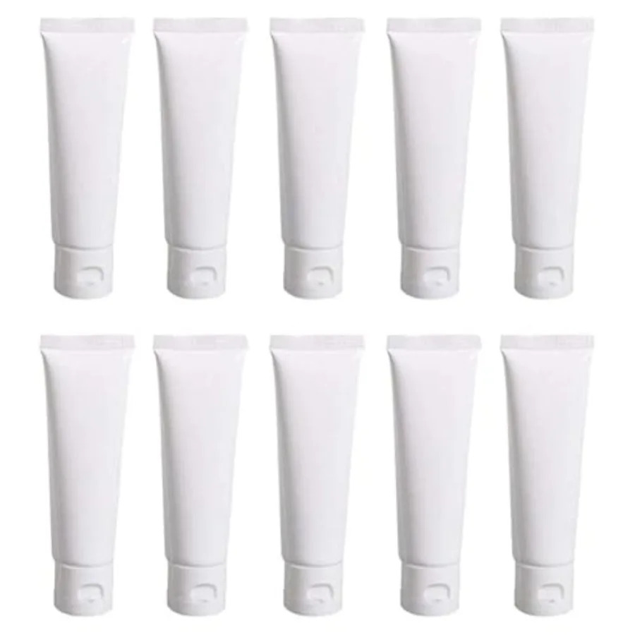 

20PCS 100ml/3.4oz White Plastic Facial Cleaner Soft Tube Bottles Empty Refillable Travel Makeup Sample Packing Container Storag