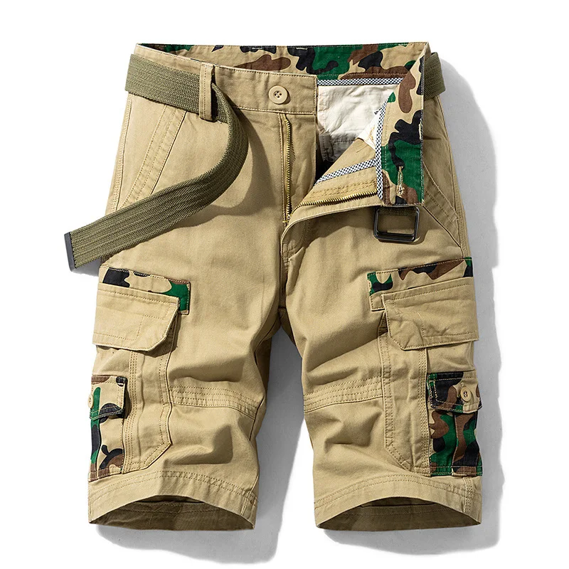 Men 100% Cotton Camouflage Cargo Shorts New Summer Jogger Casual Shorts Pants Quality Male Straight Knee Length Tooling Shorts