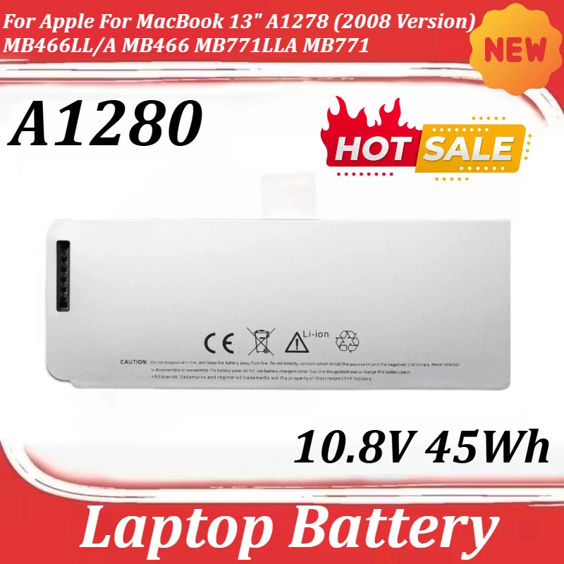 

A1280 10.8V 45Wh Rechargeable Laptop Battery for Apple for MacBook 13" A1278 (2008 Version) MB466LL/A MB466 MB771LLA MB771