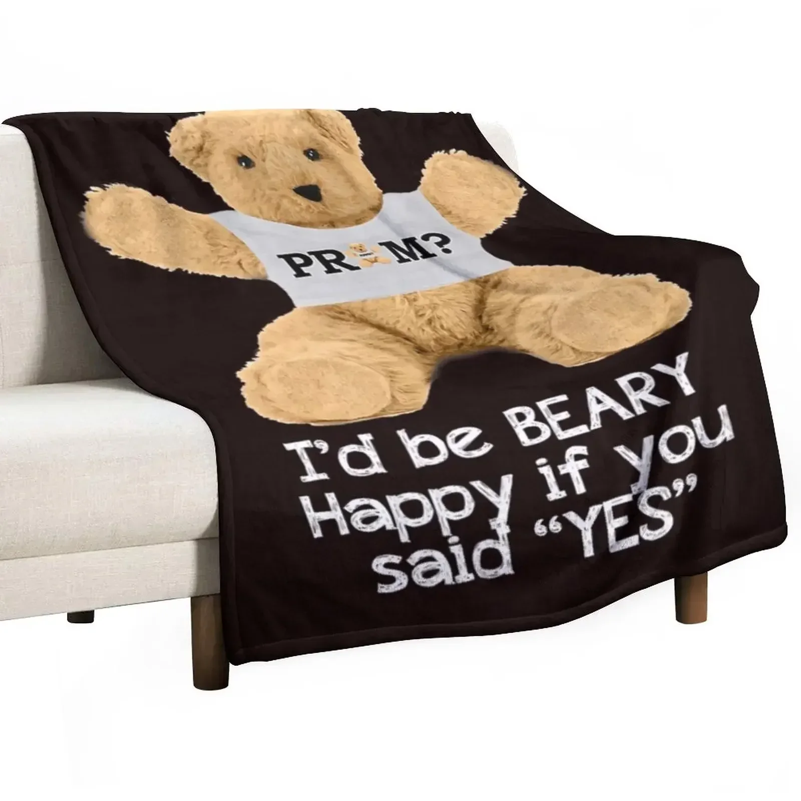 Bear Beary Happy Prom Proposal Promposal Throw Blanket Decorative Beds Bed Blankets