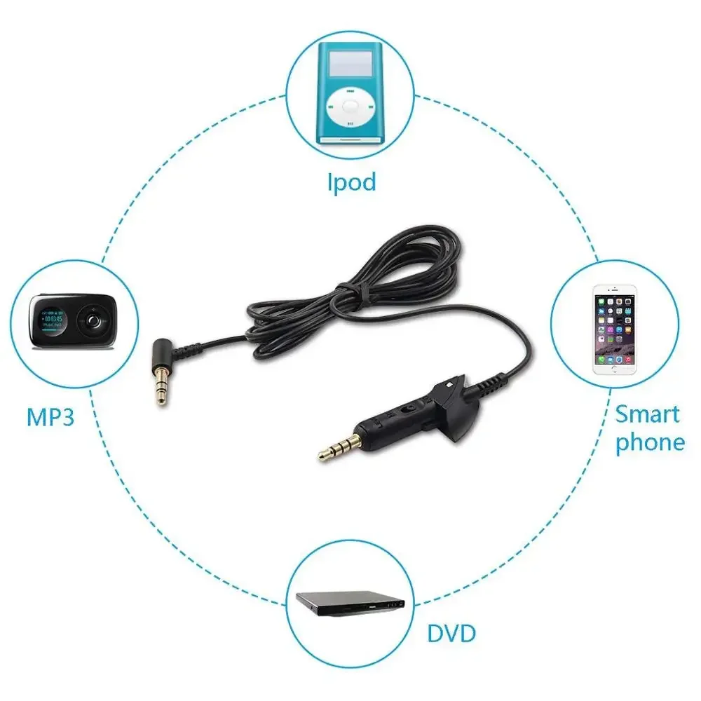 Ofc substituição áudio estéreo aux 3.5mm cabo de extensão cabo fio para bose qc15 qc2 quietcomfort conforto silencioso qc 15 2 fones de ouvido