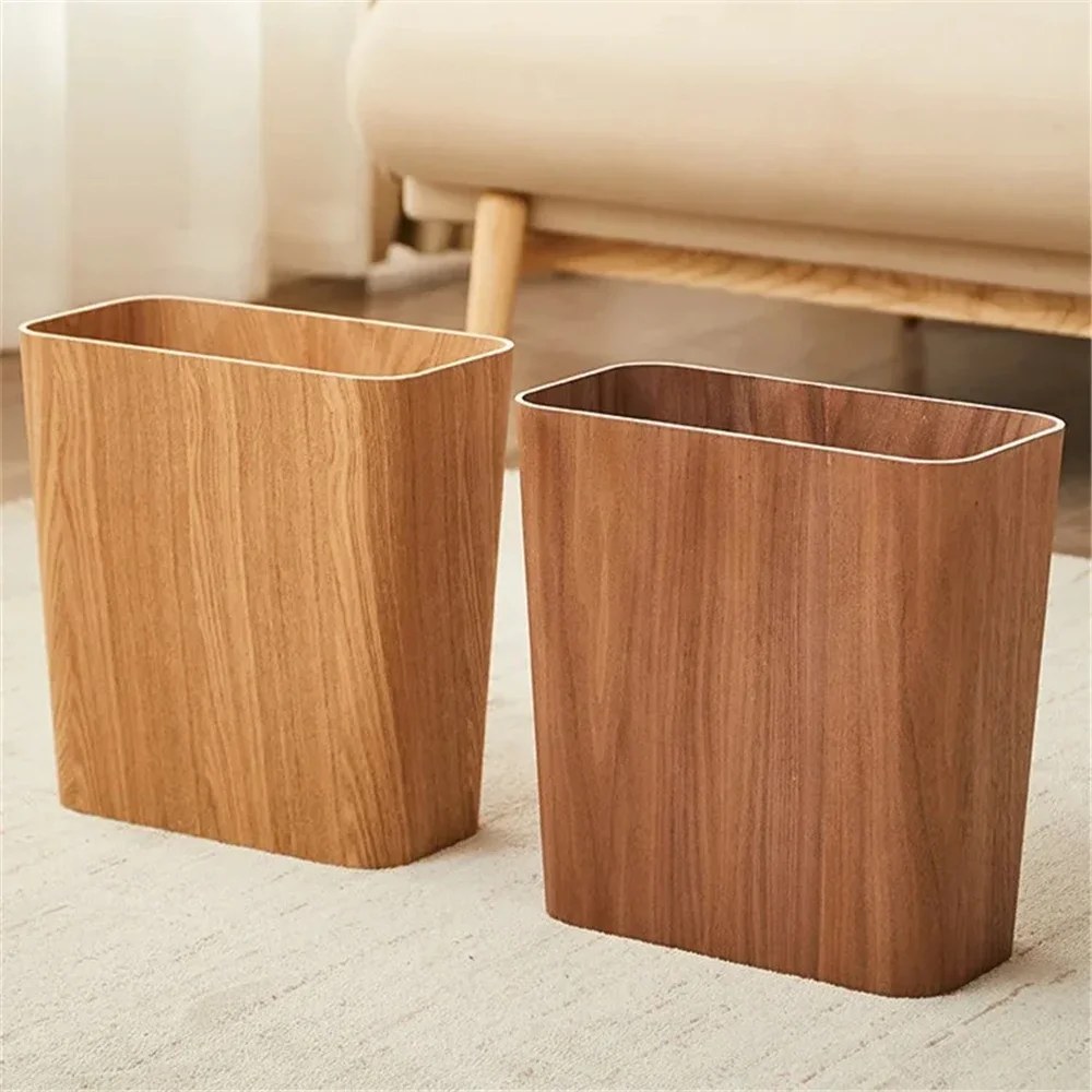 

Japanese Wooden Trash Can Household Kitchen Trash Can Living Room Bedroom Office Desk Paper Towel Basket Trash Bucket