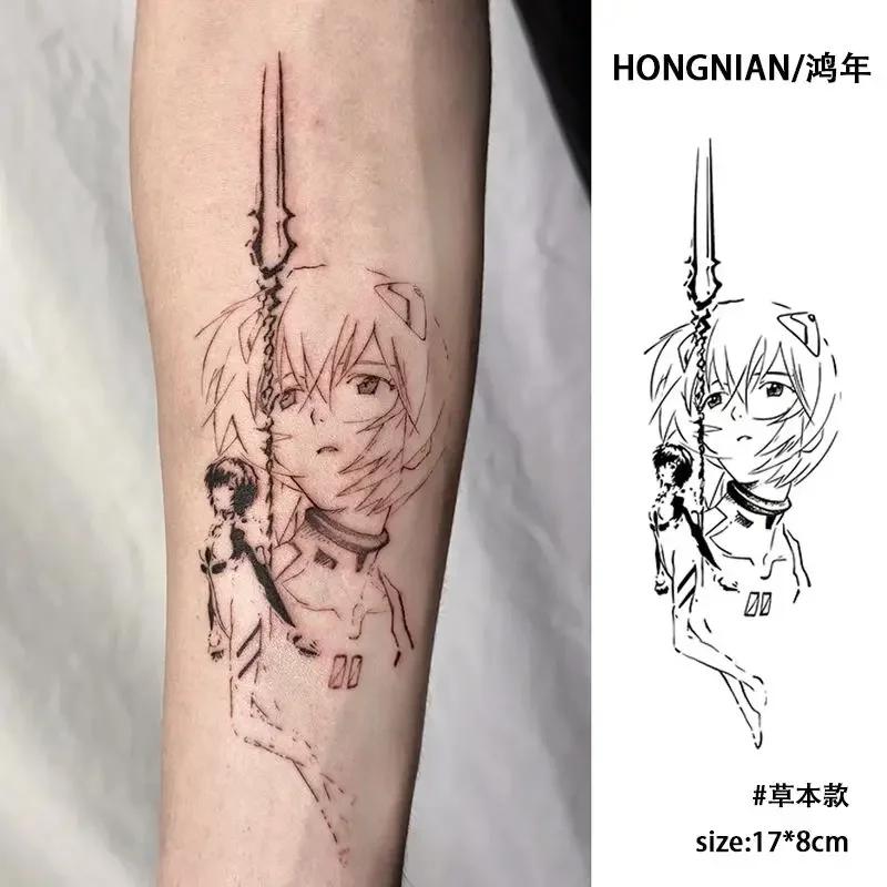EVA Ayanami Rei Herbal Temporary Tattoo Stickers Realistic Anime Tattoo Decals from Neon Genesis Evangelion Fan Merchandise