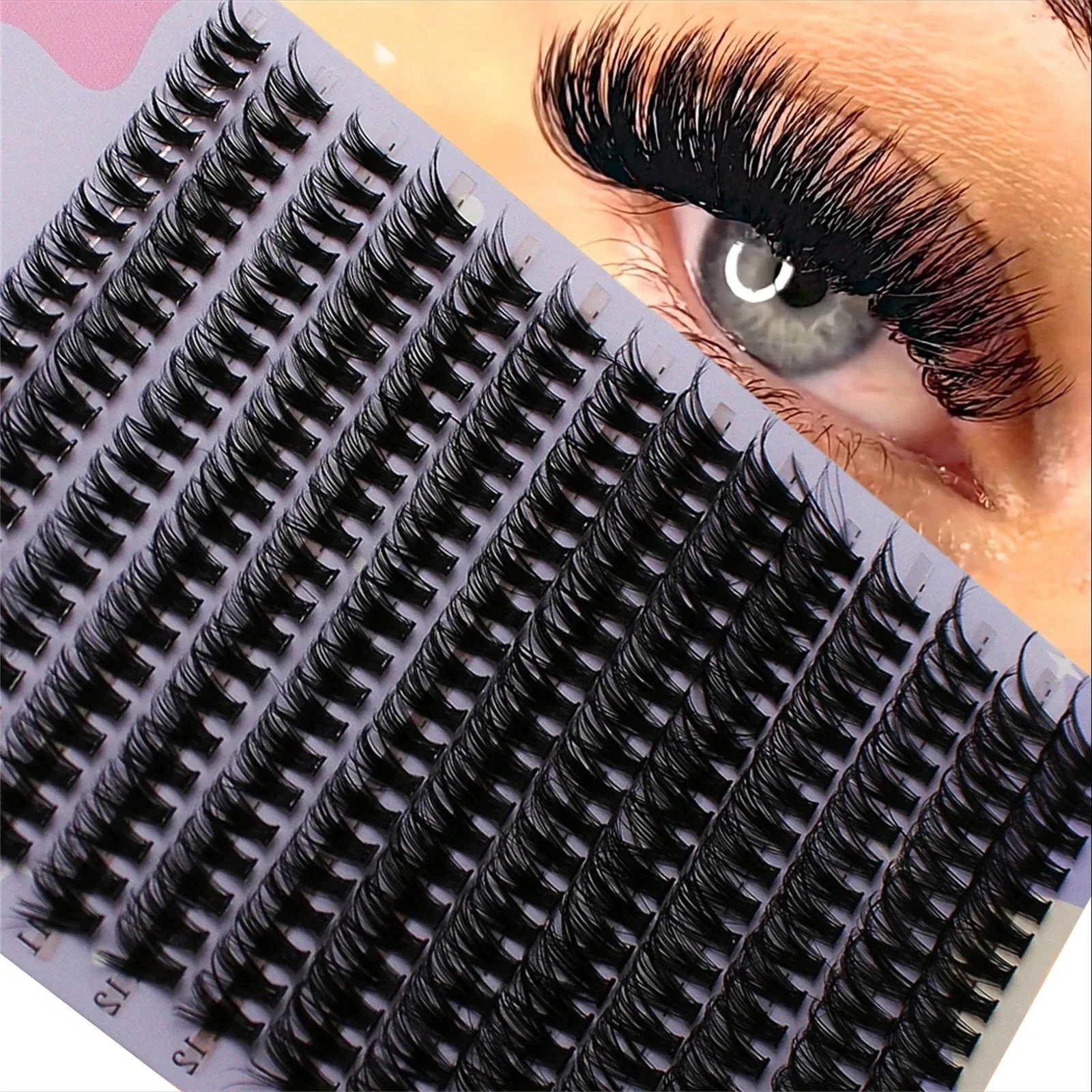 Lash Clusters D Curl Individual Lashes Fluffy Volume DIY Eyelash Extensions Thick Cluster Lashes for Home Use