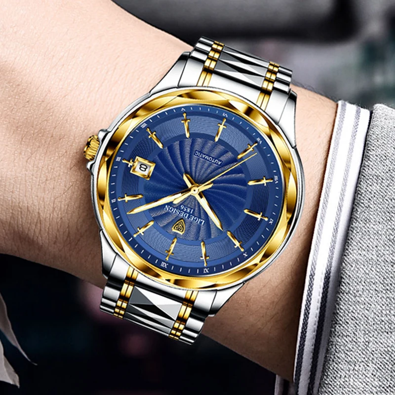 LIGE Luxury Automatic Watch Men Casual Sport Military orologi da polso meccanici da uomo Fashion orologio subacqueo in acciaio al tungsteno per uomo