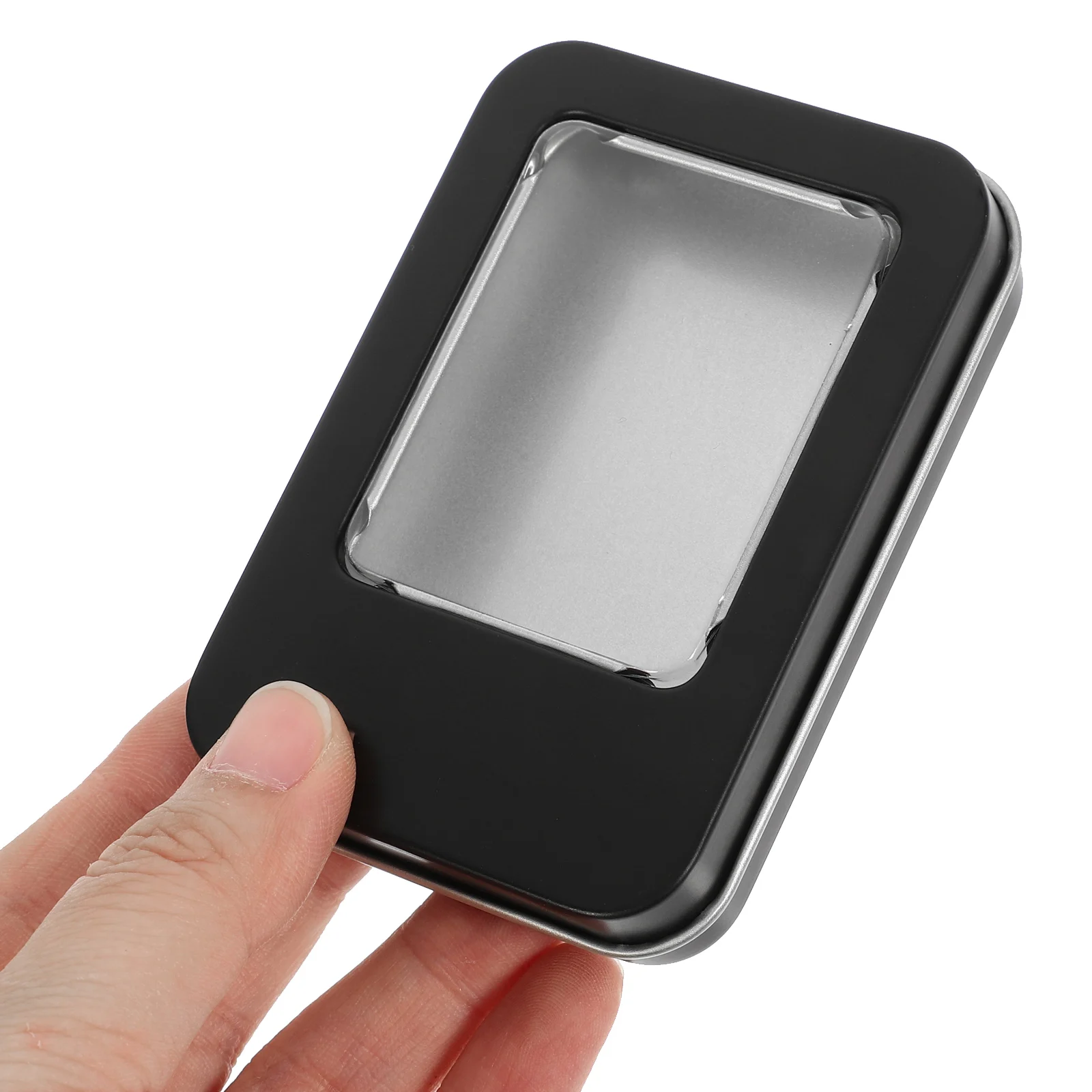 

2Pcs Mini Tinplate Box Clear Window Badge Jewelry Storage Portable Small Tins with Lids Exquisite Gift Resistance