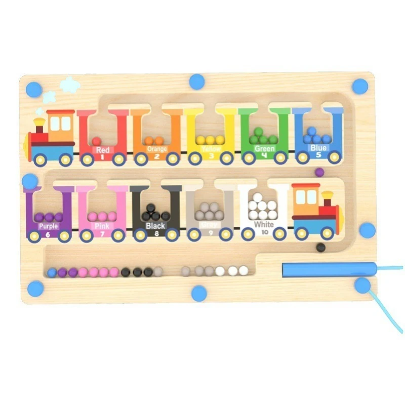 Wooden Magnetic Color Number Sorting Maze Board Montessori Toddler Fine Motor Skills Learning Educational Puzzle Toy Kids Gift