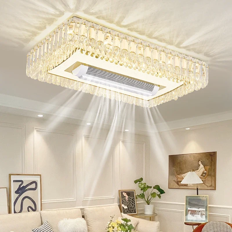 

Modern Crystal Ceiling Fan Light LED with Intelligent Remote Control for Living Room Bedroom Ceiling Fan Chandelier