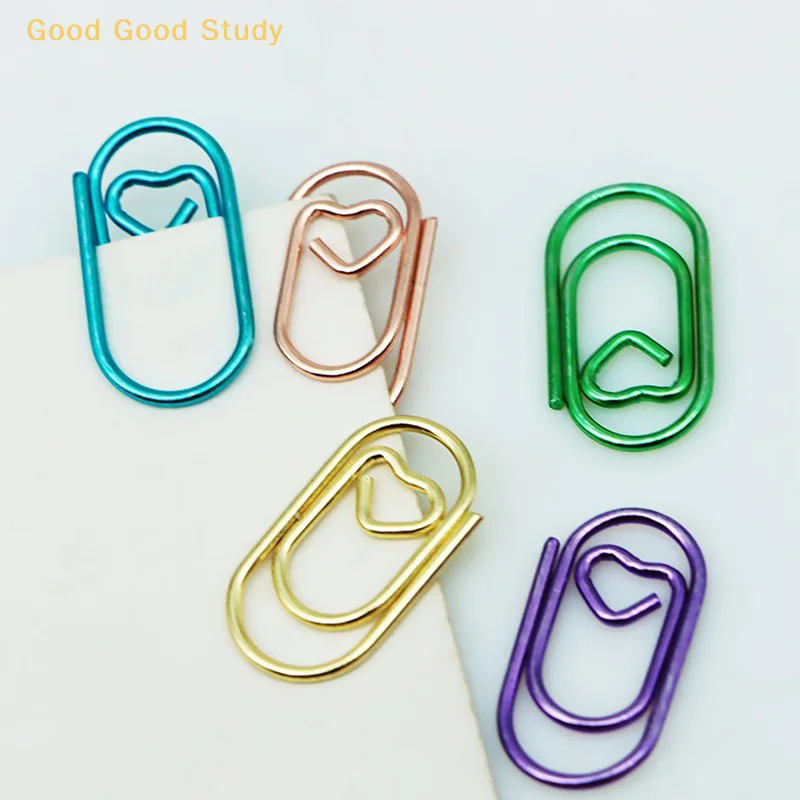 Mini Love Heart Paper Clips Macaron Color Photo Tickets Holder Binder Clips Notebook Planner Bookmarks Office Supplies