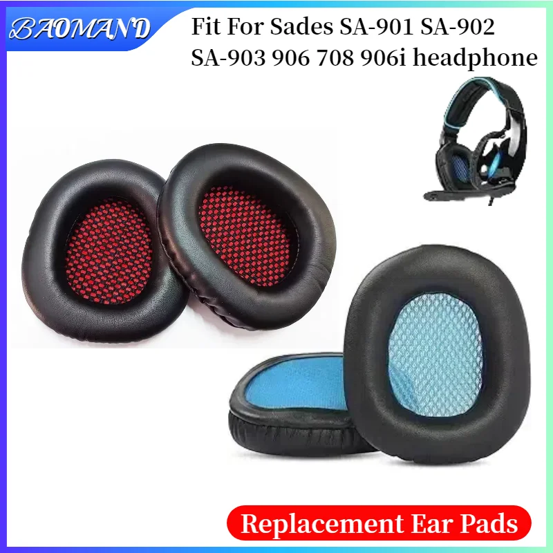 

Ear Pads For Sades SA-901 SA-902 SA-903 906 708 906i Headphones Replacement Soft Foam Cushion Sponge Pad Leather Earmuffs