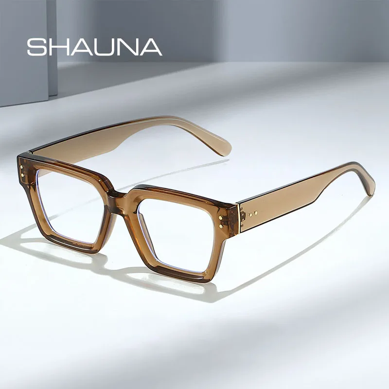 

SHAUNA Retro Square Rivets Glasses Frame Anti Blue Light Optical Computer Eyewear