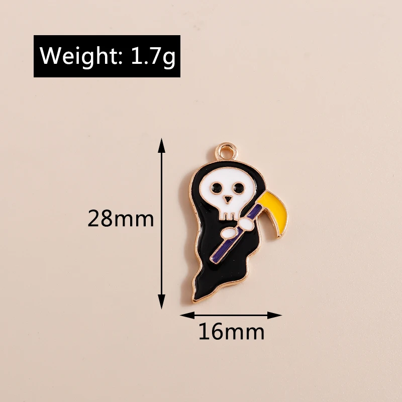 10 stücke Emaille Halloween Tod Geist Charms Anhänger für Schmuck machen niedlichen Ohrringe Halsketten DIY Handwerk Schmuck Geschenke – Detail 18