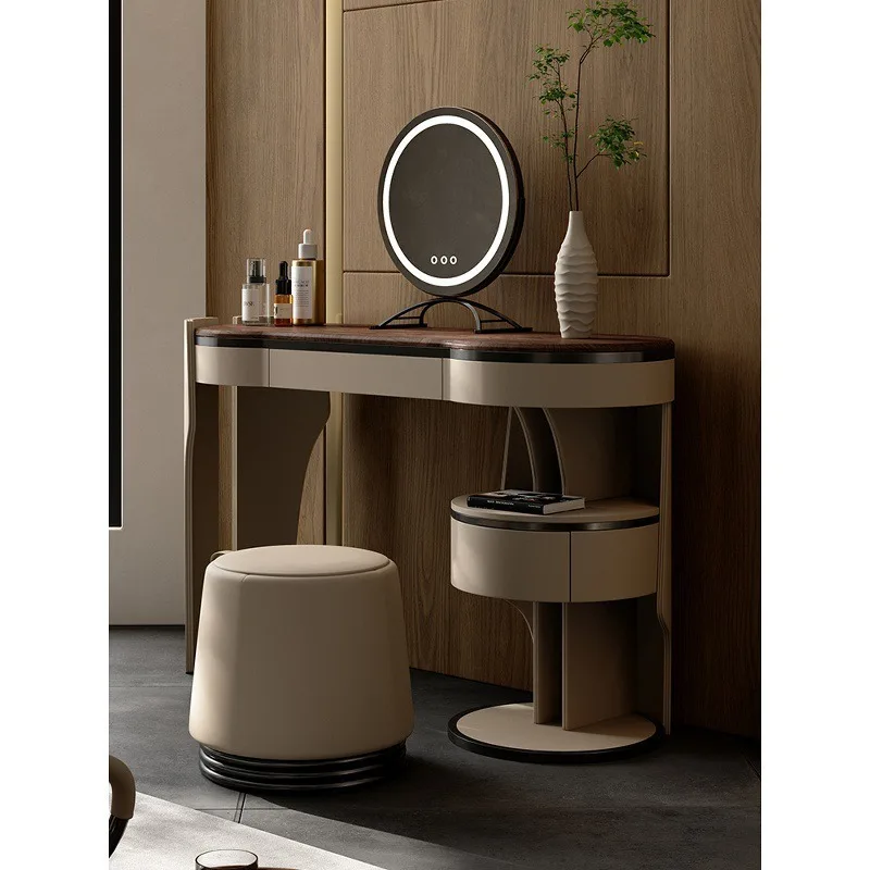 Light luxury solid wood dresser master bedroom high sense Internet celebrity minimalist ebony bedroom makeup mirror