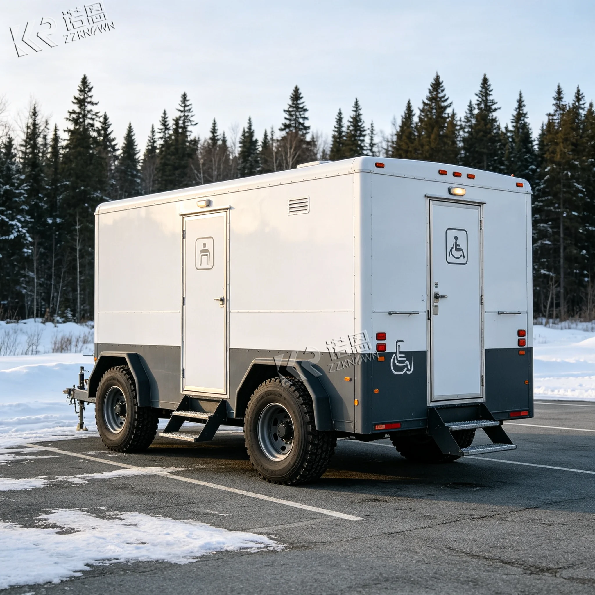 Public Portable Toilet Trailer Mobile Luxury Shower Bathroom Trailer 4 Stall Restroom Trailer Portable Toilet Luxury