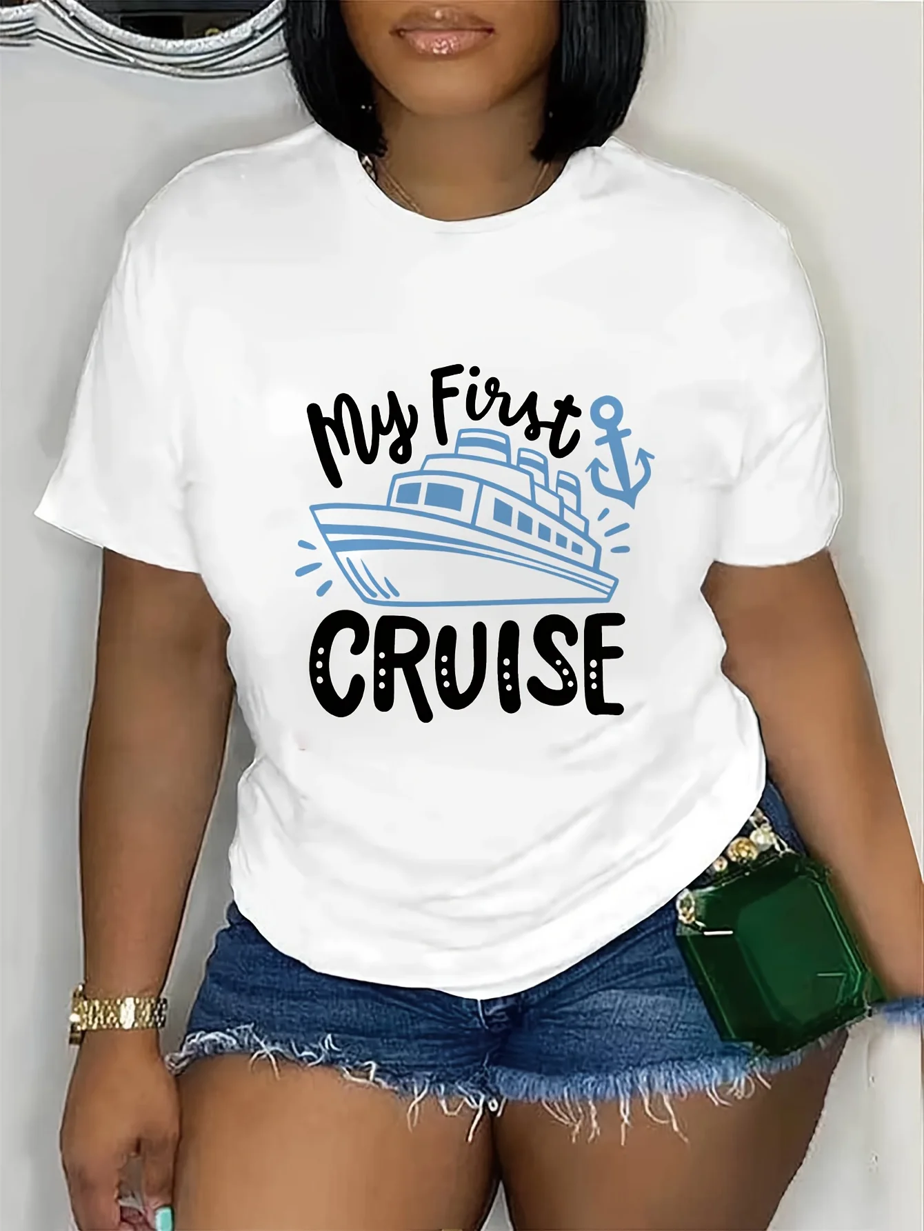 Women's Casual Printed T-Shirt, Breathable Round Neck Short Sleeve Semi-Transparent Summer Top
