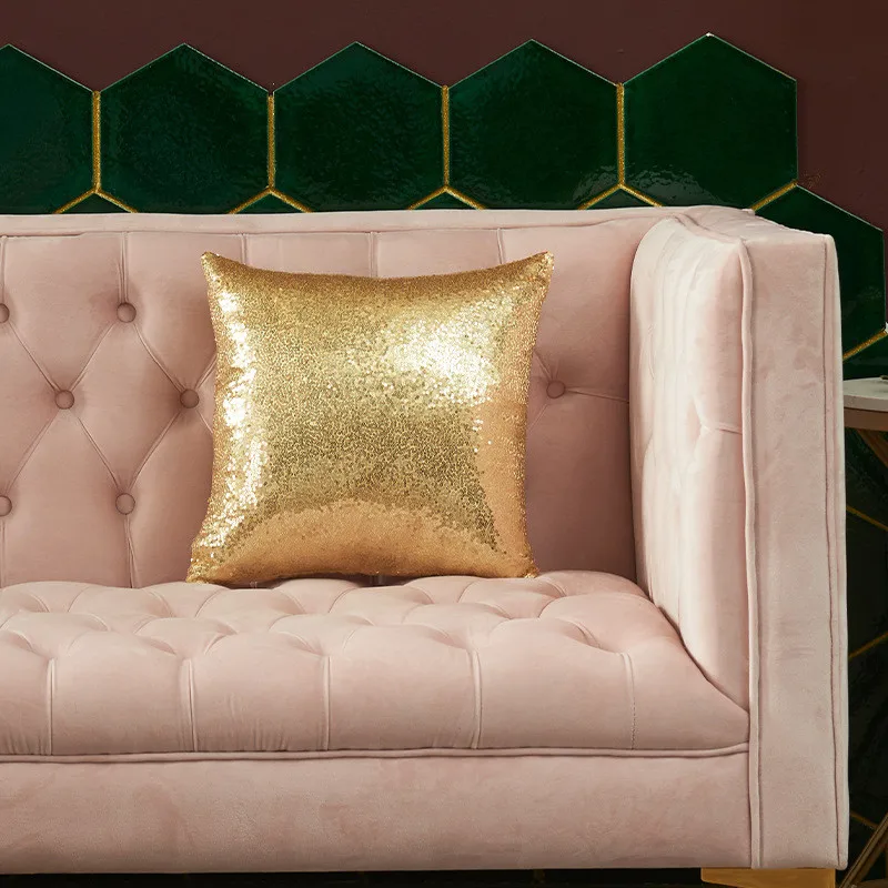 Gold Sequin Cushion Cover Home Decor Shiny Pillow Case Sofa Decoration Square Throw Cover Living Room Accent Accessory 2026 T1