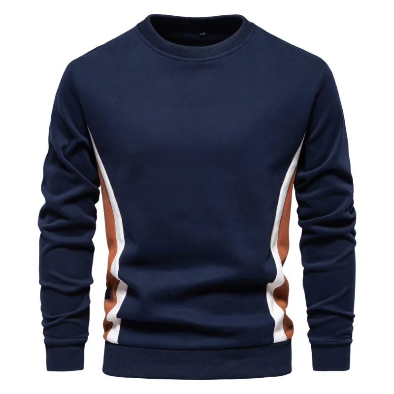 

Autumn New Men's Long Sleeve Patchwork Sweatshirt Men's Casual Slim Fit Crew Neck Sports Pullover