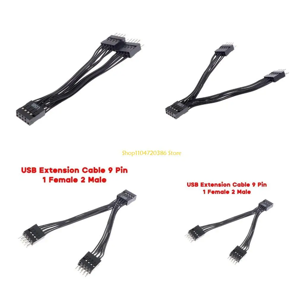 K0EA 1 9Pin Bo Mạch Chủ Máy Tính Cáp Nối Dài USB 1 Nữ Đến 2 Nam Chia Cổng Âm Thanh Nối Dài Cho máy Tính DIY 10Cm