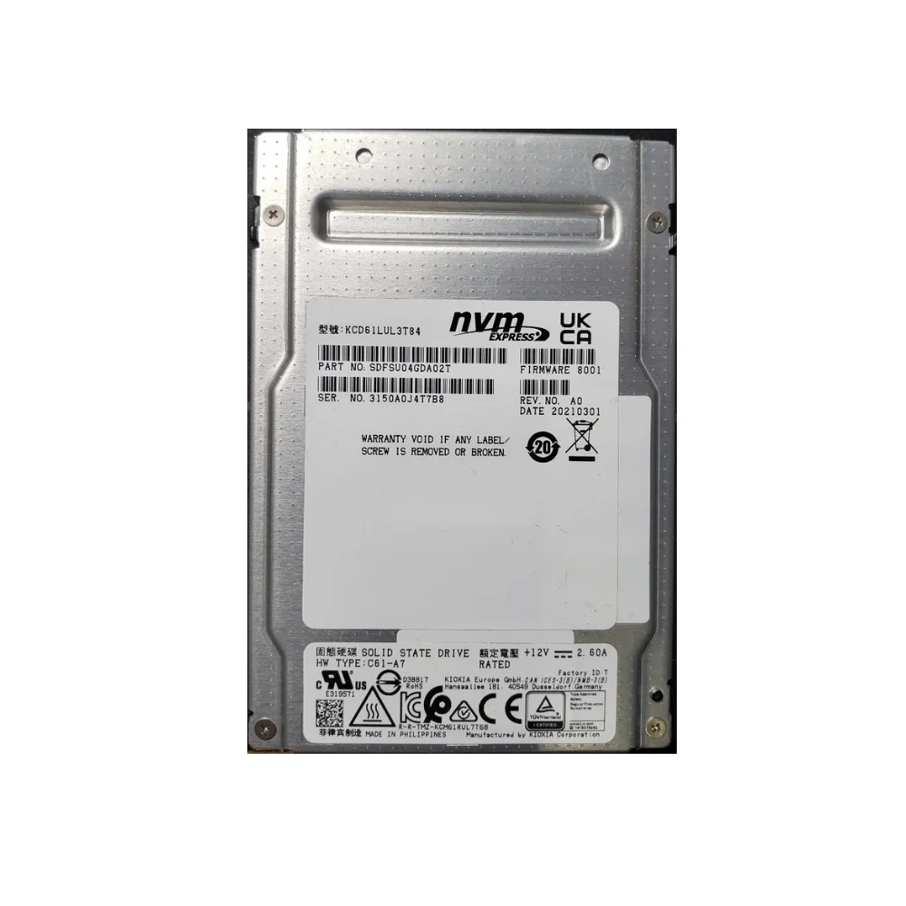 

Used Server 2.5 Inch SSD KCD61LUL3T84 3.84TB PCIE4.0 Solid State Drive U.2 Enterprise Storage Health 90%+