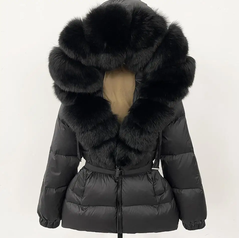 

2025 Winter Clothing Puffer Jacket Women Fox Fur Hooded Thick Warm 90% White Duck Down Coat Female Parkas Waterproof